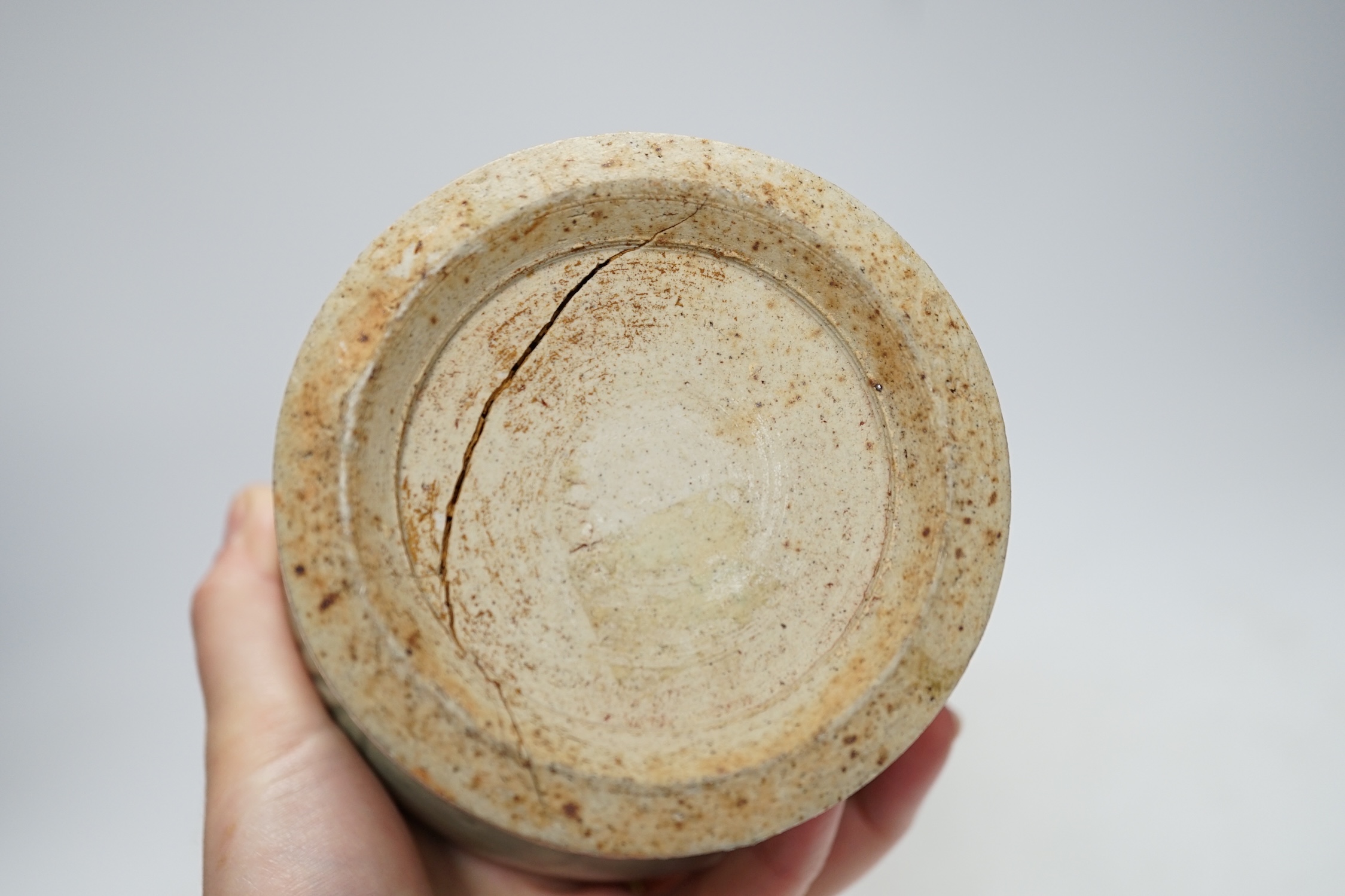 A Chinese celadon small yen-yen vase, probably Yuan dynasty, 23cm